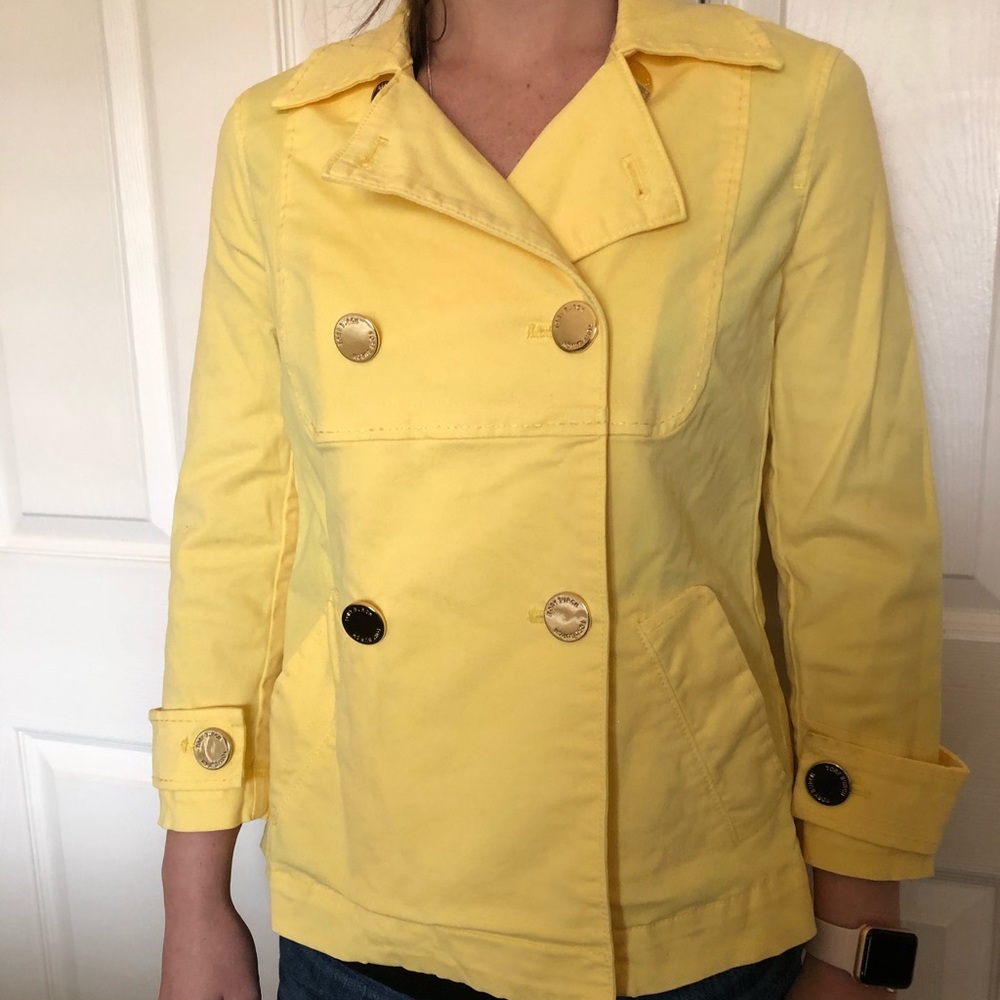 Tory Burch yellow jacket with gold buttons